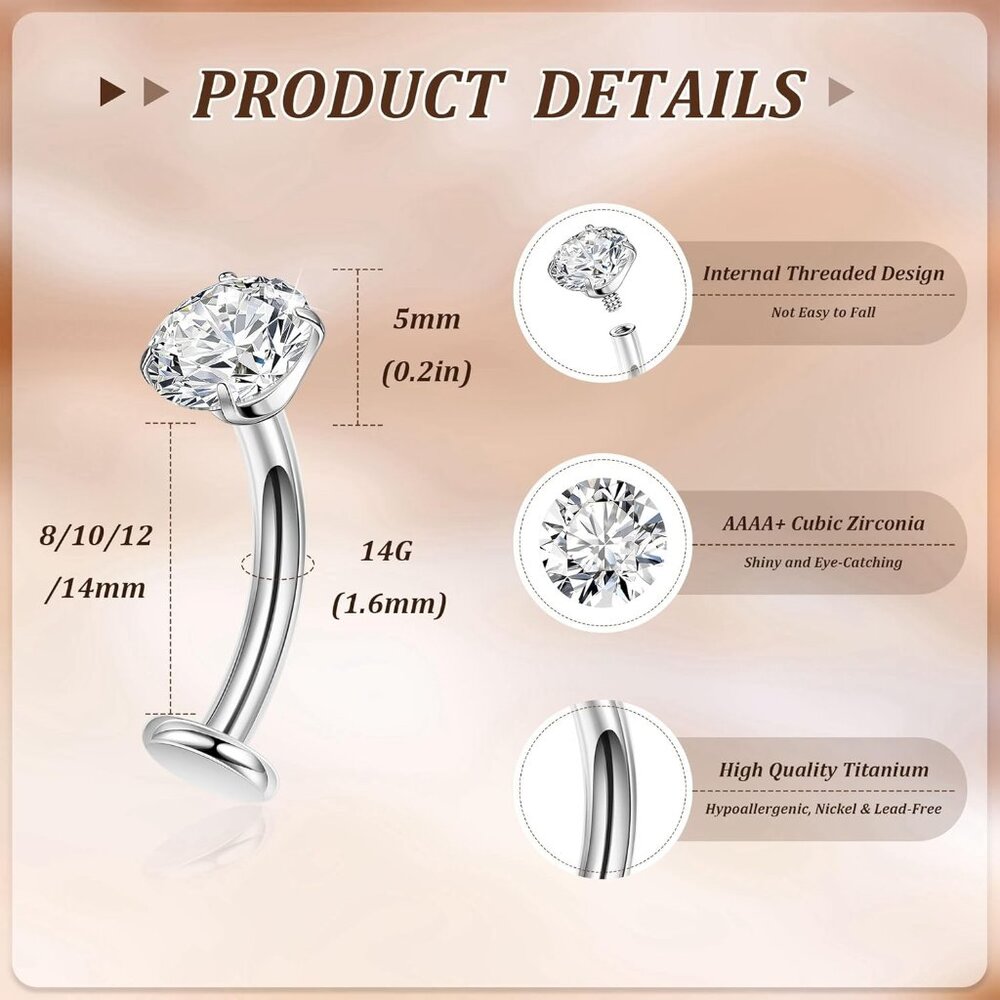 Floating Titanium Belly Button Ring For Women - F… - image 3